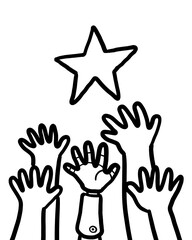 Hand reaching star. Success motivation concept.