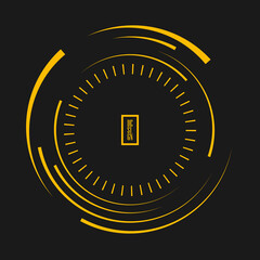 Abstract yellow lines in circle form. Geometric art. Design element for border frame, round logo, blackout tattoo, sign, symbol, web pages, prints, template, pattern and abstract background