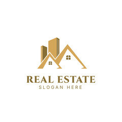 Real estate logo design, Construction architecture building logo, Line art style