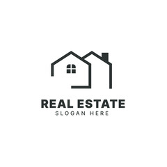 Fototapeta premium Real estate logo design, Construction architecture building logo, Line art style