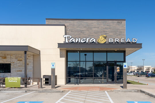 Pearland, Texas, USA - March 1, 2022: A Panera Bread restaurant in Pearland, Texas, USA. Panera Bread is an American chain store of bakery-caf&eacute; fast casual restaurants. 