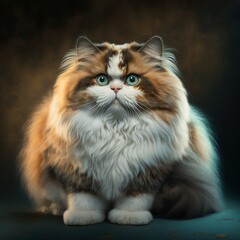 Fototapeta premium Funny, fat cat, created with Generative AI technology
