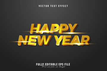 Naklejka premium Happy new year editable vector text effect
