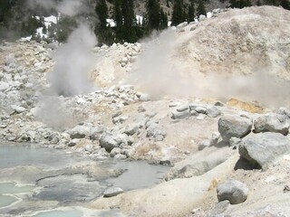 Steam Rising from Hydrothermal Area at Bumpass Hell