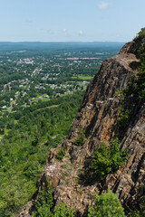 Aerial view of a mountain side with a great view of the valley