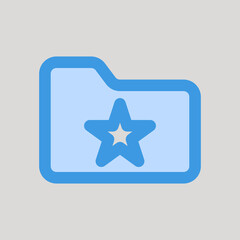 Folder icon in blue style about user interface, use for website mobile app presentation