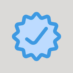 Success icon in blue style about user interface, use for website mobile app presentation