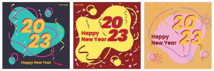 Fototapeta na wymiar Template Illustration Happy New Year 2023