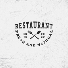Restaurant logo design with typography, Restaurant logo with spoon and fork icon, Cafe or restaurant emblem