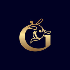 elegant gold royal beauty logo letter G