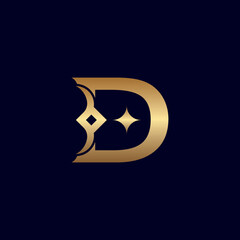 CREATIVE GOLD BEAUTY LOGO CROWN LETTER D
