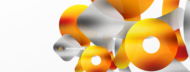 Metallic shiny geometric surfaces, round shapes and circles. Digital web futuristic template for wallpaper, banner, background, card, book Illustration, landing page