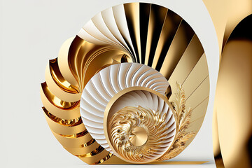 solitary components of a seashell made of gold for a beach wedding illustration clipart. Generative AI