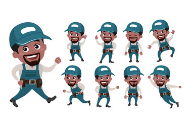 Worker with different poses. vector