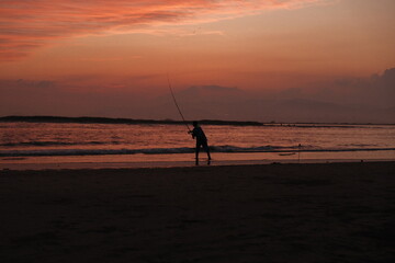 fishing at sunset, 노을과 함께 낚시