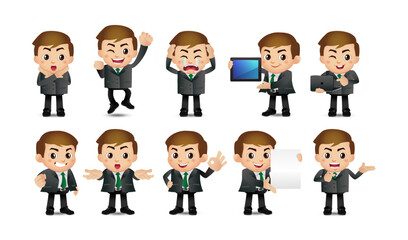 Business person in different positions set
