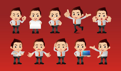 Business person in different positions set