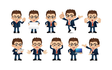 Business person in different positions set