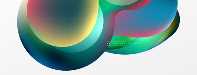 Fluid abstract background, round shapes and circle flowing design for wallpaper, banner, background or landing