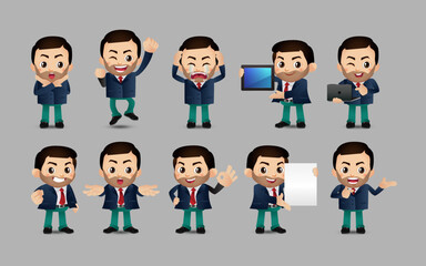Business person in different positions set