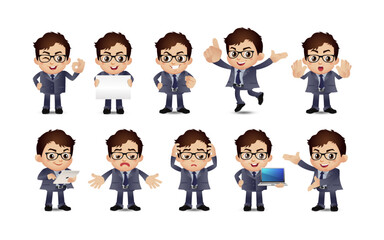 Business person in different positions set
