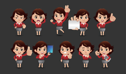 Business person in different positions set