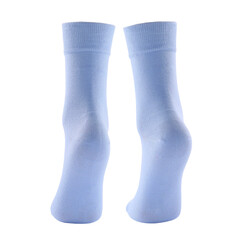Pair of light blue socks isolated on white