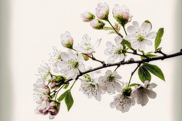 Obraz premium Beautiful tree blossoms against a white background. Seasonal spring. Generative AI