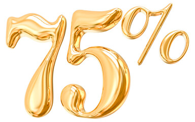 Discount 75 Percentage 3d gold Number with generative AI