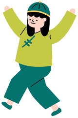 Girl raises her hands