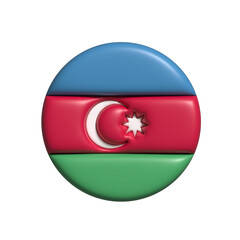 Azerbaijan circular flag shape. 3d render