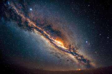 Milky Way galaxy in the cosmos, containing stars and cosmic dust. Generative AI