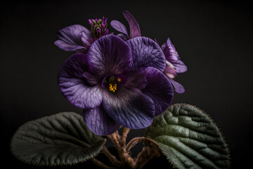 Obraz na płótnie Canvas Intricate purple petals of an African violet close-up