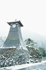 出石の時計台　辰鼓楼の雪景色