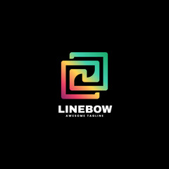 Vector Logo Illustration Square Gradient Line Art Style.
