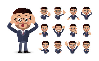 Cute Set - Set of business people with different emotion