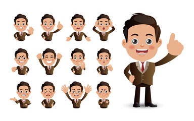 Cute Set - Set of business people with different emotion