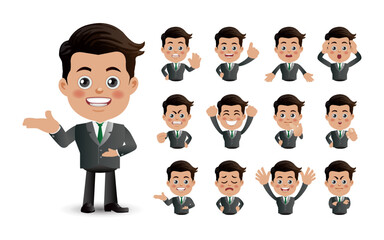 Cute Set - Set of business people with different emotion