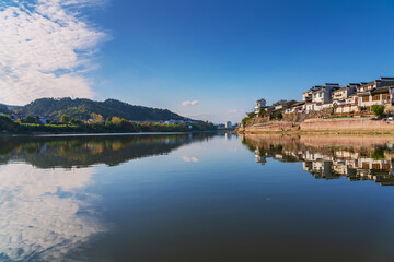 Fototapeta na wymiar Natural Scenery of Ancient Villages and Rivers in the Mountainous Areas of Anhui Province, China