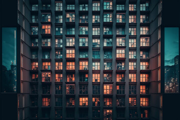 Fototapeta na wymiar a tall building with many windows