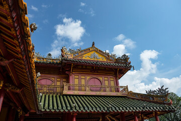 Hue, Vietnam - December 24, 2022: Views of the Imperial City in the citadel of the city of Hue in Vietnam.
