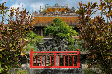 Hue, Vietnam - December 24, 2022: Views of the Imperial City in the citadel of the city of Hue in...