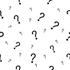 black and white question mark seamless pattern. Vector seamless pattern with question sign punctuation background.