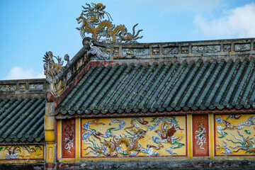 Hue, Vietnam - December 24, 2022: Views of the Imperial City in the citadel of the city of Hue in...