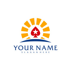 Sun Poker logo vector template, Creative Poker logo design concepts