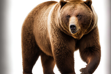 Fototapeta premium Large brown bear, isolated on white. Generative AI