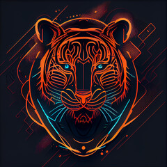 Neon tiger emblem ai art