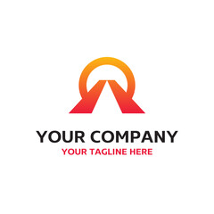 Highway Travel Tourist Sun Adventure Journey A Letter Vector Abstract Illustration Logo Icon Design Template Element