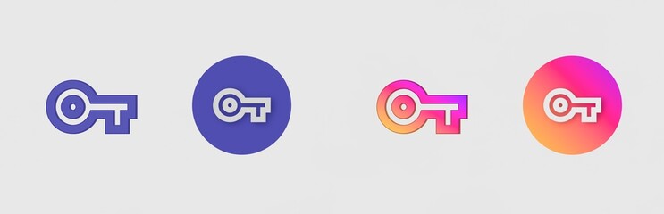 Key isolated on background, sign, icon, symbol, 3d rendering.