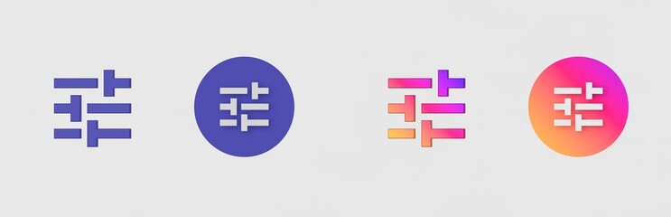 Tune, Setting isolated on background, sign, icon, symbol, 3d rendering.